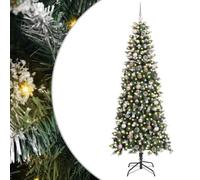 vidaXL Albero di Natale Artificiale Moderno 210 cm con LED e Palline Oro Rosa. Ha Un Design Elegante, Rami a Cerniera e Si Monta Facilmente. Si alimenta Tramite USB e ha Punte realistiche innevate