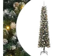vidaXL Albero di Natale Artificiale Moderno 240cm Verde in PVC con Striscia LED e Connessione USB. Include Supporto Pieghevole e Set di 120 Palline Rosa e Oro a Forma di Cono