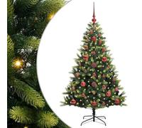vidaXL Albero di Natale Artificiale Pieghevole 150 LED Verde 120 cm, Albero di Natale moderno a LED per il soggiorno, decorazioni festive, alberi artificiali per l'inverno