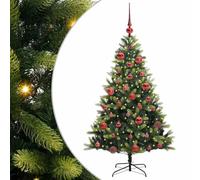vidaXL Albero di Natale Artificiale Pieghevole 150 LED Verde 150 cm, Albero di Natale moderno a LED per il soggiorno, decorazioni festive, alberi artificiali per l'inverno