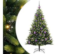vidaXL Albero di Natale Artificiale Pieghevole 150 LED Verde 150 cm, Albero di Natale moderno a LED per il soggiorno, decorazioni festive, alberi artificiali per l'inverno