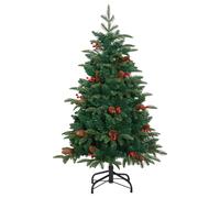 vidaXL Albero di Natale artificiale pieghevole con pigne e bacche 150 cm