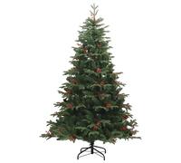 vidaXL Albero di Natale artificiale pieghevole con pigne e bacche 180 cm