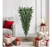 vidaXL Albero di Natale artificiale pre-illuminato capovolto con set di palline