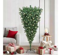 vidaXL Albero di Natale artificiale pre-illuminato capovolto con set di palline
