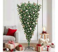 vidaXL Albero di Natale artificiale pre-illuminato capovolto con set di palline