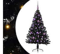 vidaXL Albero di Natale artificiale pre-illuminato nero 150 cm PVC albero di Natale moderno a forma di cono illuminazione per feste USB, display a LED, decorazione festiva per soggiorno e giardino