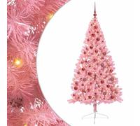 vidaXL Albero di Natale artificiale pre-illuminato rosa 180 cm PVC albero di Natale moderno a forma di cono illuminazione per feste USB, display a LED, decorazione festiva per soggiorno e giardino