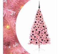 vidaXL Albero di Natale artificiale pre-illuminato rosa 180 cm PVC albero di Natale moderno a forma di cono illuminazione per feste USB, display a LED, decorazione festiva per soggiorno e giardino