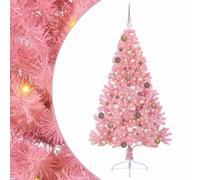 vidaXL Albero di Natale artificiale pre-illuminato rosa 180 cm PVC albero di Natale moderno a forma di cono illuminazione per feste USB, display a LED, decorazione festiva per soggiorno e giardino