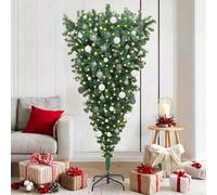 vidaXL Albero di Natale artificiale pre-illuminato rovesciato con set di palline