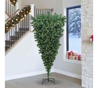 vidaXL Albero di Natale artificiale preilluminato capovolto con set di palline