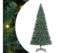 vidaXL Albero di Natale artificiale preilluminato con LED e palline dorate e rosate, 500 cm, verde, supporto in metallo robusto, punte dei rami realistiche, luci a stringa LED bianco caldo