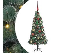 vidaXL Albero di Natale artificiale preilluminato con set di palline, Soggiorno, Albero Moderno a Forma Conica, Illuminazione Integrata, Decorazione Natalizia Interna, Decorazioni Festive