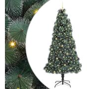 vidaXL Albero di Natale artificiale preilluminato con set di palline, Soggiorno, Albero Moderno a Forma Conica, Illuminazione Integrata, Decorazione Natalizia Interna, Decorazioni Festive