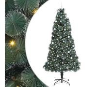 vidaXL Albero di Natale artificiale preilluminato con set di palline, Soggiorno, Albero Moderno a Forma Conica, Illuminazione Integrata, Decorazione Natalizia Interna, Decorazioni Festive