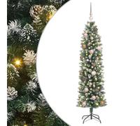vidaXL Albero di Natale artificiale preilluminato da 150 cm con LED e palline rosa oro, dorato metallico, verde, in PVC e acciaio, alimentato via USB. Ha 8 modalità di illuminazione e si può usare s