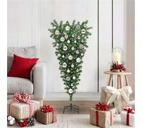 vidaXL Albero di Natale artificiale preilluminato rovesciato con set di palline