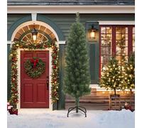 vidaXL Albero di Natale Artificiale Sottile con Base Verde 210 cm PVC