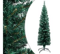 vidaXL Albero di Natale Artificiale Sottile Supporto Decorazioni Natalizie Illuminazione Addobbi Feste FESTIVITÀ Invernali Verde 120 cm in PVC