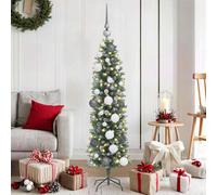 vidaXL Albero di Natale Artificiale Sottile Verde e Bianco 120 cm