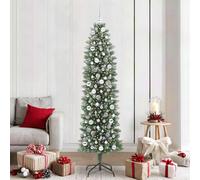 vidaXL Albero di Natale Artificiale Sottile Verde e Bianco 210 cm