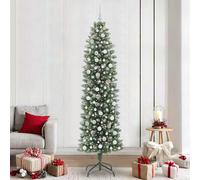 vidaXL Albero di Natale Artificiale Sottile Verde e Bianco 240 cm