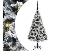 vidaXL Albero di Natale artificiale verde 120 cm PVC e acciaio e plastica, moderno albero di Natale a forma di cono decorativo, piccolo, LED, ecologico e durevole