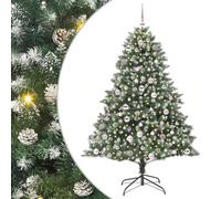 vidaXL Albero di Natale artificiale Verde 126 x 126 x 180 cm, Alberi di Natale Artificiali, A forma di cono, Decorazioni moderne per le festività, Albero con luci LED, Set decorativi per uso interno