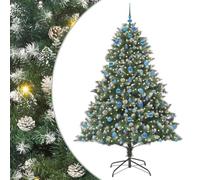 vidaXL Albero di Natale artificiale Verde 140 x 140 x 210 cm, Alberi di Natale Artificiali, A forma di cono, Decorazioni moderne per le festività, Albero con luci LED, Set decorativi per uso interno