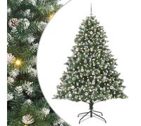vidaXL Albero di Natale artificiale Verde 160 x 160 x 240 cm, Alberi di Natale Artificiali, A forma di cono, Decorazioni moderne per le festività, Albero con luci LED, Set decorativi per uso interno