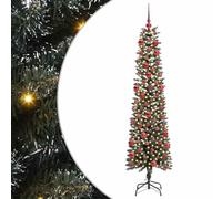 vidaXL Albero di Natale artificiale Verde 50.5 x 50.5 x 180 cm, Albero di Natale moderno a cono, decorazione per interni ed esterni, luci LED bianche calde