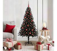 vidaXL Albero di Natale con 150 LED con Supporto Nero 150 cm PVC, Albero di Natale Moderno per Il Soggiorno, Decorazione stagionale, luci LED Calde, Display Interno, PVC