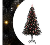 vidaXL Albero di Natale con 150 LED con Supporto Nero 150 cm PVC, Albero di Natale Moderno per Il Soggiorno, Decorazione stagionale, luci LED Calde, Display Interno, PVC