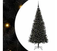 vidaXL Albero di Natale con 300 LED con Supporto Nero 180 cm PVC, Albero di Natale Moderno per Il Soggiorno, Decorazione stagionale, luci LED Calde, Display Interno, PVC