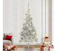 vidaXL Albero di Natale con luci a corde decorative Argento 240 cm