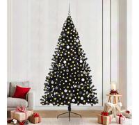 vidaXL Albero di Natale con luci a corde decorative Nero 240 cm PVC