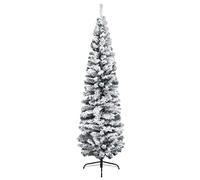 vidaXL Albero di Natale con Neve Decorazione Natalizia Addobbi Feste Abete Sintetico Festoni Ornamenti Artificiale Sottile Verde 240 cm in PVC