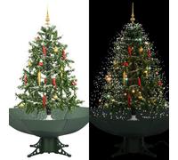 vidaXL Albero di Natale con Neve e Base a Ombrellone Verde 140 cm