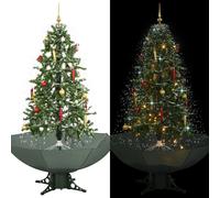 vidaXL Albero di Natale Neve e Base a Ombrellone Magico con Palline e Luci Folto Realistico Decorazione Natalizia con Nevicata Verde 170 cm