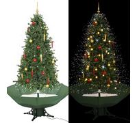 vidaXL Albero di Natale Neve e Base a Ombrellone Magico con Palline e Luci Folto Realistico Decorazione Natalizia con Nevicata Verde 190 cm