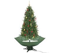 vidaXL Albero di Natale con Neve e Base a Ombrellone Verde 190 cm