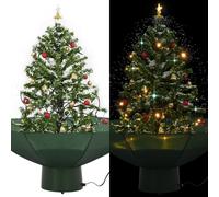 vidaXL Albero di Natale Neve e Base a Ombrellone Magico con Palline e Luci Folto Realistico Decorazione Natalizia con Nevicata Verde 75 cm
