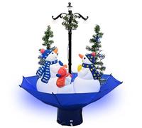 vidaXL Albero di Natale con Nevicata e Base ad Ombrello Addobbi di Natale Decorazioni Natalizie Festoni Alberi Finti per Feste Blu 75 cm in PVC