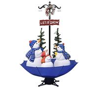 vidaXL Albero di Natale con Nevicata e Base ad Ombrello Addobbi di Natale Decorazioni Natalizie Festoni Alberi Finti per Feste Blu 170 cm in PVC