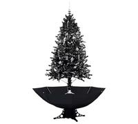 vidaXL Albero di Natale con Nevicata e Base ad Ombrello Addobbi di Natale Decorazioni Natalizie Festoni Alberi Finti per Feste Nero 190 cm in PVC