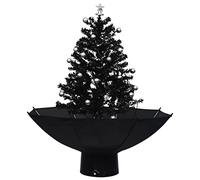 vidaXL Albero di Natale con Nevicata e Base ad Ombrello Addobbi di Natale Decorazioni Natalizie Festoni Alberi Finti per Feste Nero 75 cm in PVC