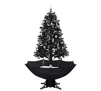 vidaXL Albero di Natale con Nevicata e Base ad Ombrello Addobbi di Natale Decorazioni Natalizie Festoni Alberi Finti per Feste Nero 170 cm in PVC