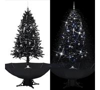 vidaXL Albero di Natale con Nevicata e Base ad Ombrello Nero 190cm PVC