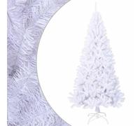 vidaXL Albero di Natale con Rami Folti Ornamenti Abete Pino Sintetico Addobbi Feste Festoni Pianta Decorazione Natalizia Artificiale Bianco 210 cm PVC